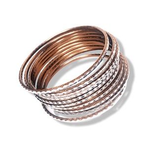 Rose Gold/Silver Bracelets Stack of Ten